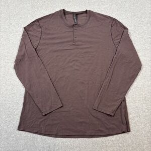 Lululemon Shirt Mens XL Purple Long Sleeve Henley Active Gym Pima Cotton Lyocell